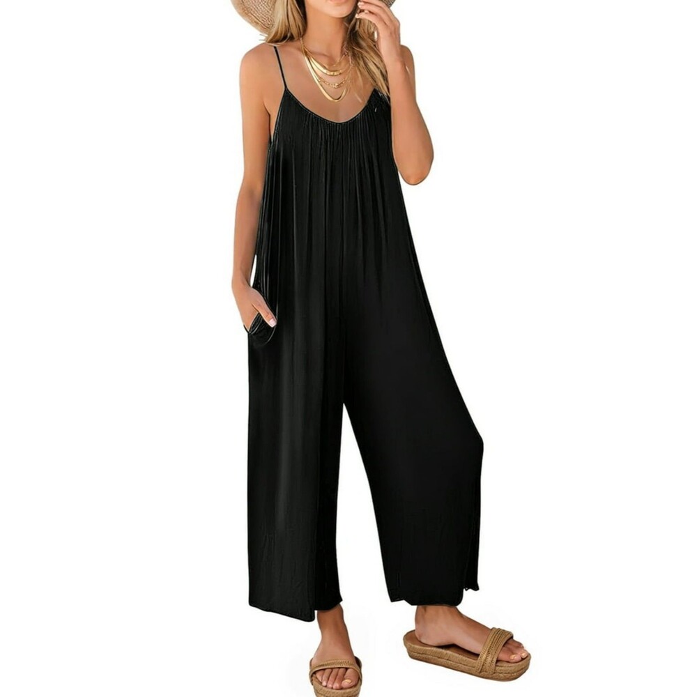 Black Spaghetti Strap Romper S NEW